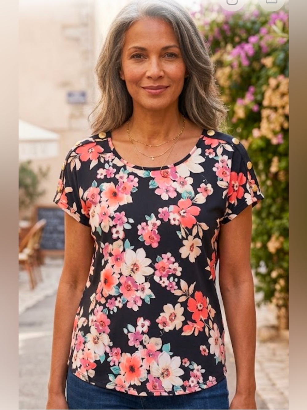 Diana Belle Short-sleeve scoop neck blouse